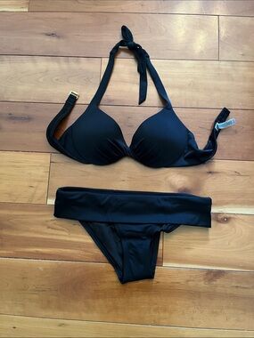Victoria's Secret Black Halter Bikini Set